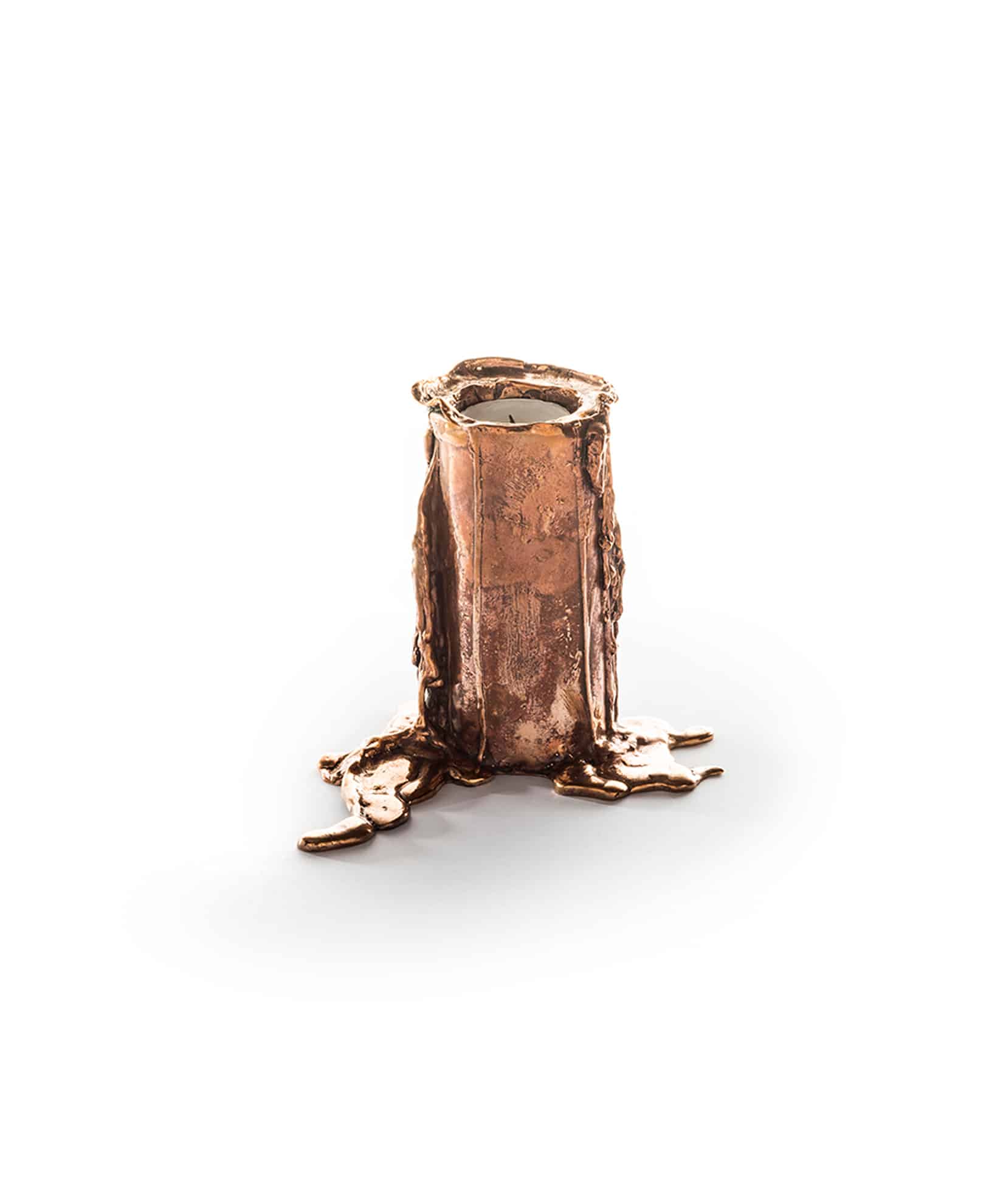 Melted Candle Holder in Bronze Thin Tall