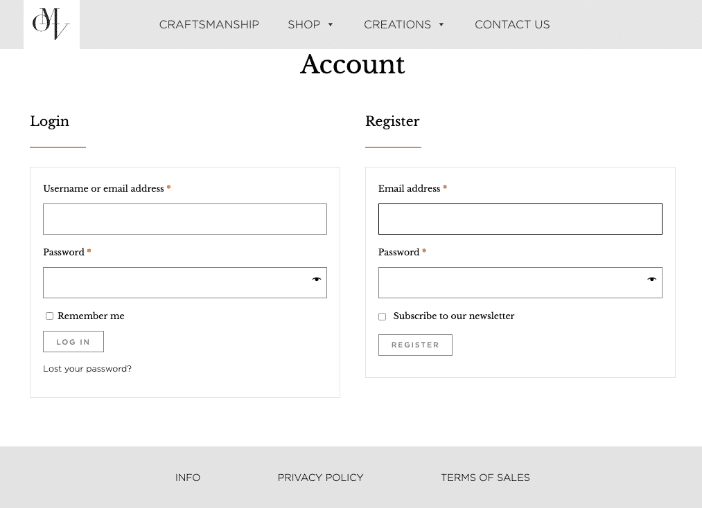 Account - Osanna Visconti Online Boutique