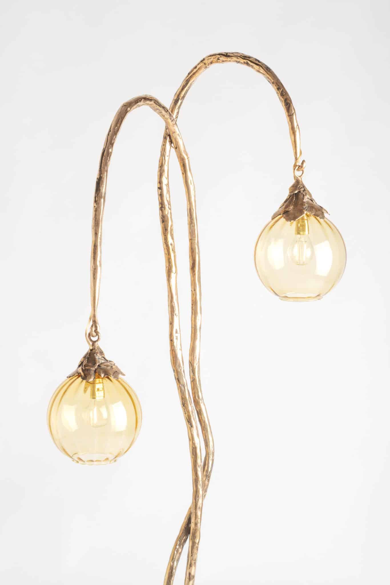 Campanula Floor Lamp in Bronze with Glass