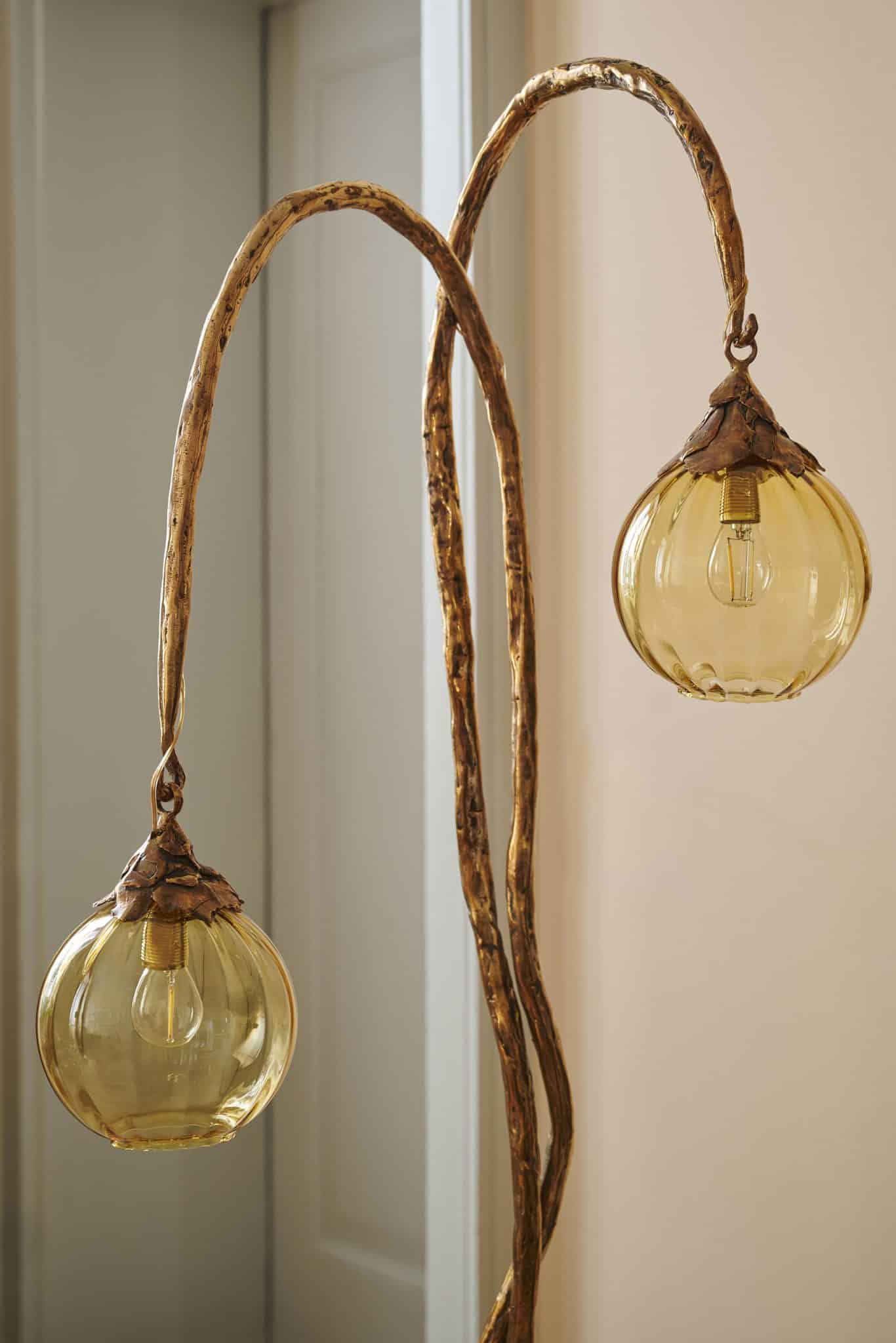 Campanula Floor Lamp in Bronze with Glass