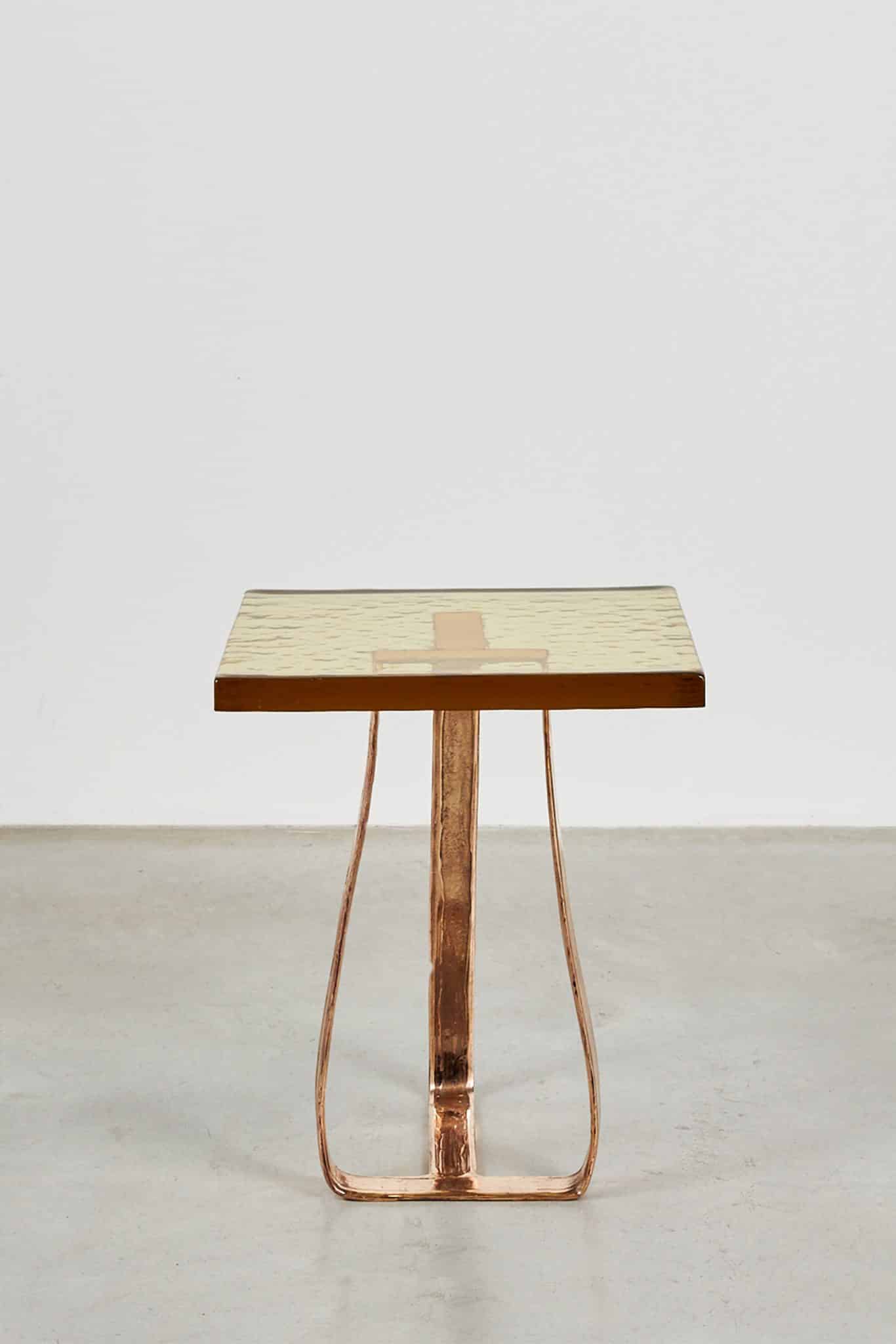 Vetro Coffee Table in Bronze with Amber Cast-Glass