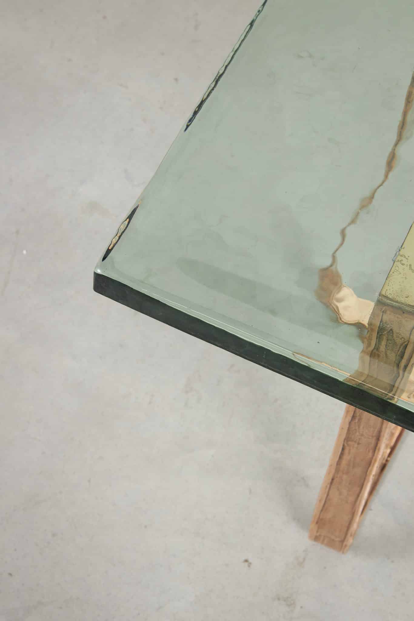 Vetro Coffee Table in Bronze with Green Cast-Glass