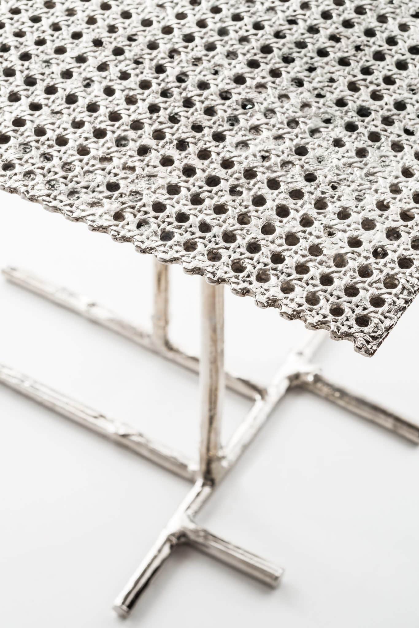 Paglia di Vienna Coffee Table in White Bronze