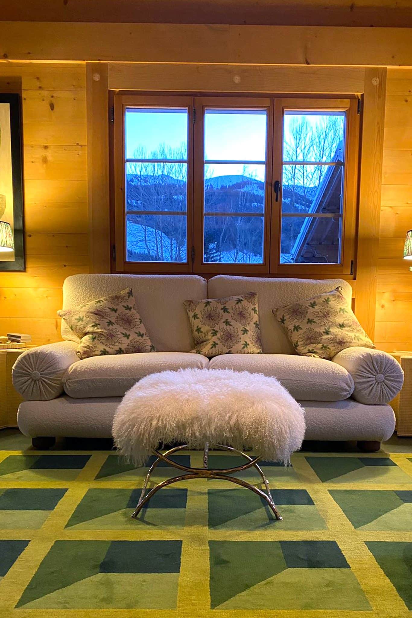 Scottato Stool in Bronze with White Mongolian Fur